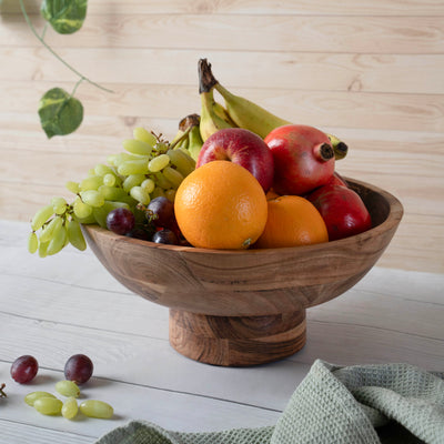 Wooden Footed Bowl by Luxe Designs – Handcrafted Decorative Fruit Bowl with Elegant Footed Base for Dining, Serving, and Home Décor – Perfect for Fruits, Snacks, and Centerpiece Display