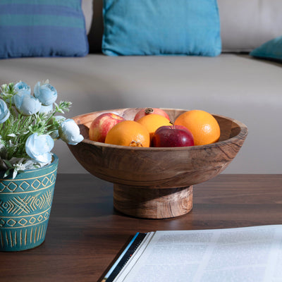 Wooden Footed Bowl by Luxe Designs – Handcrafted Decorative Fruit Bowl with Elegant Footed Base for Dining, Serving, and Home Décor – Perfect for Fruits, Snacks, and Centerpiece Display
