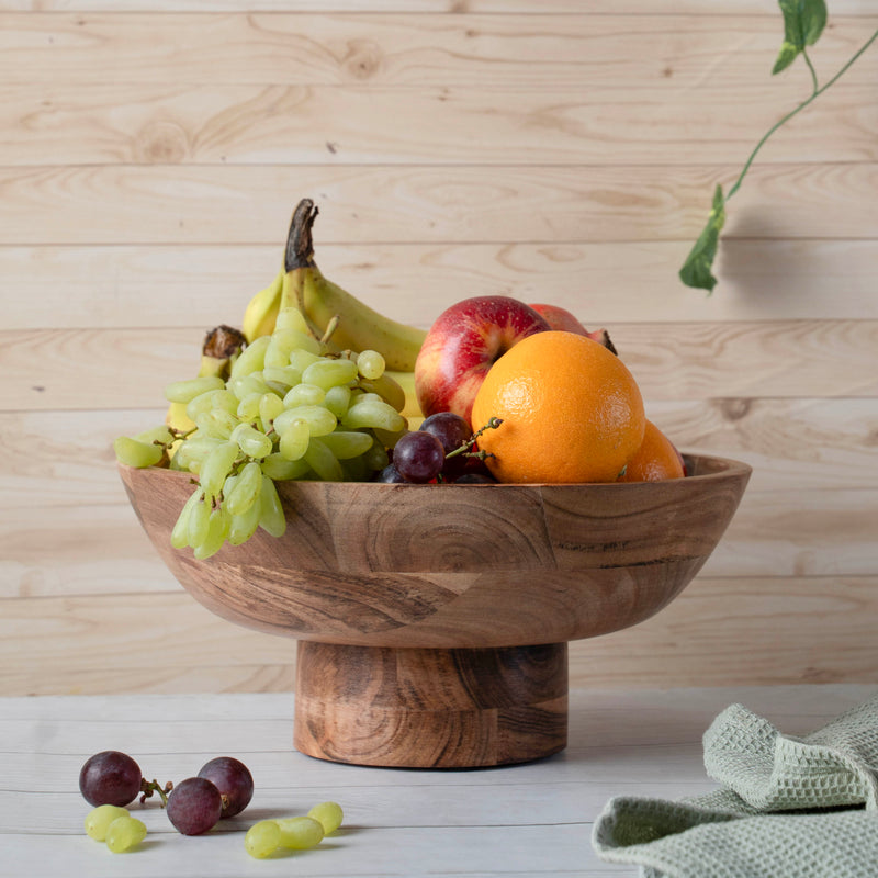 Wooden Footed Bowl by Luxe Designs – Handcrafted Decorative Fruit Bowl with Elegant Footed Base for Dining, Serving, and Home Décor – Perfect for Fruits, Snacks, and Centerpiece Display