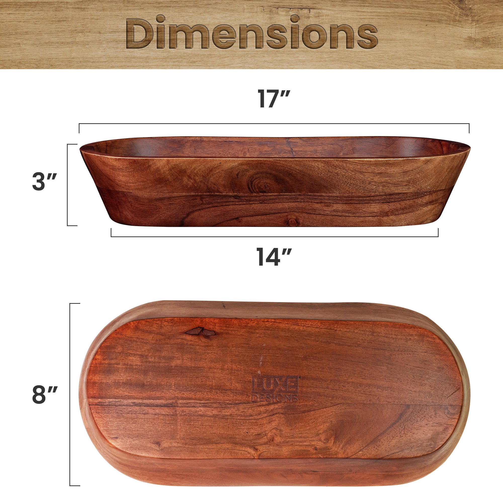 Acacia Wood Walnut Dough Bowl