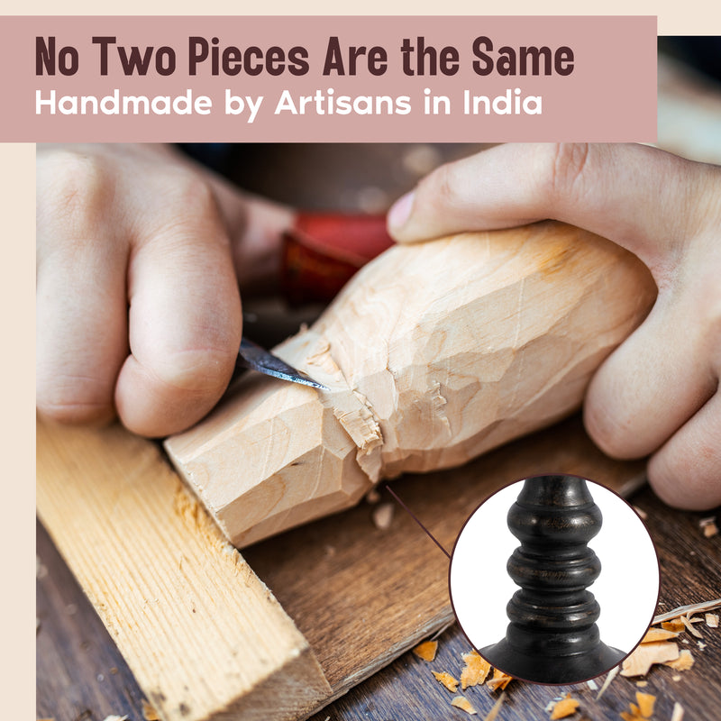 Rustic Wooden Candle Holders Set of 3 (6", 9", 12") (IND-BlackCH)