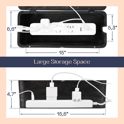Cable Management Wood Box (IND-BlackMangoBox)