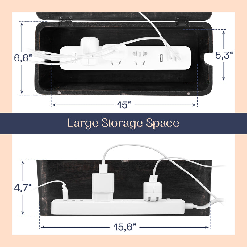 Cable Management Wood Box (IND-BlackMangoBox)