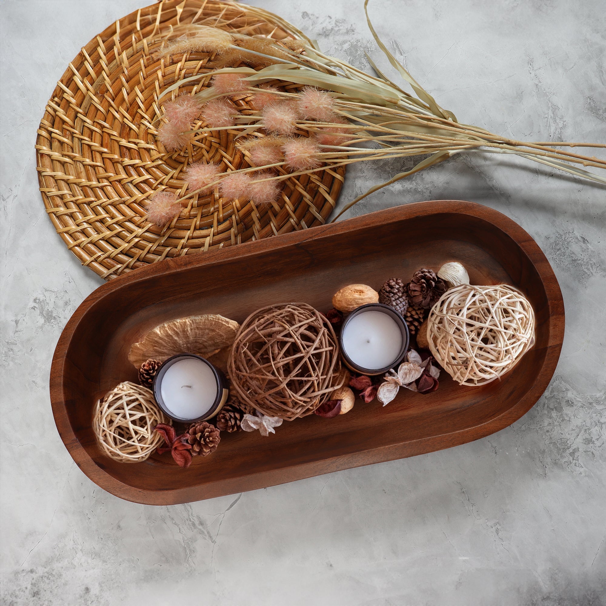 Acacia Wood Walnut Dough Bowl