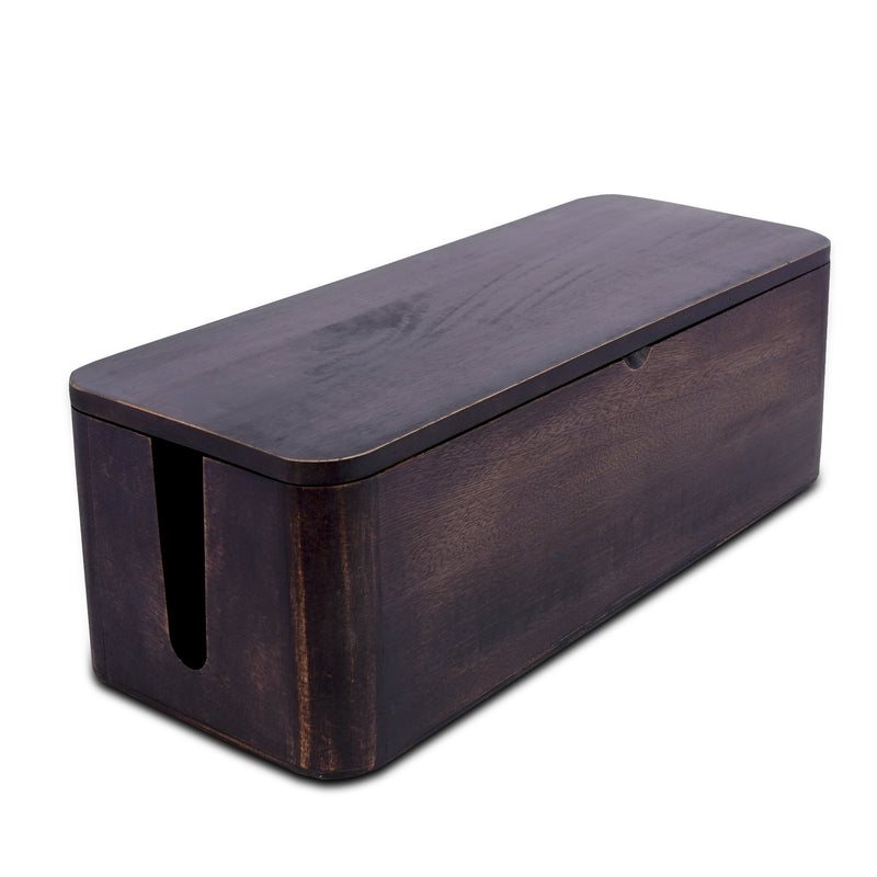 Cable Management Natural Wood Box - Wire Cord Concealer for Extension Cords
