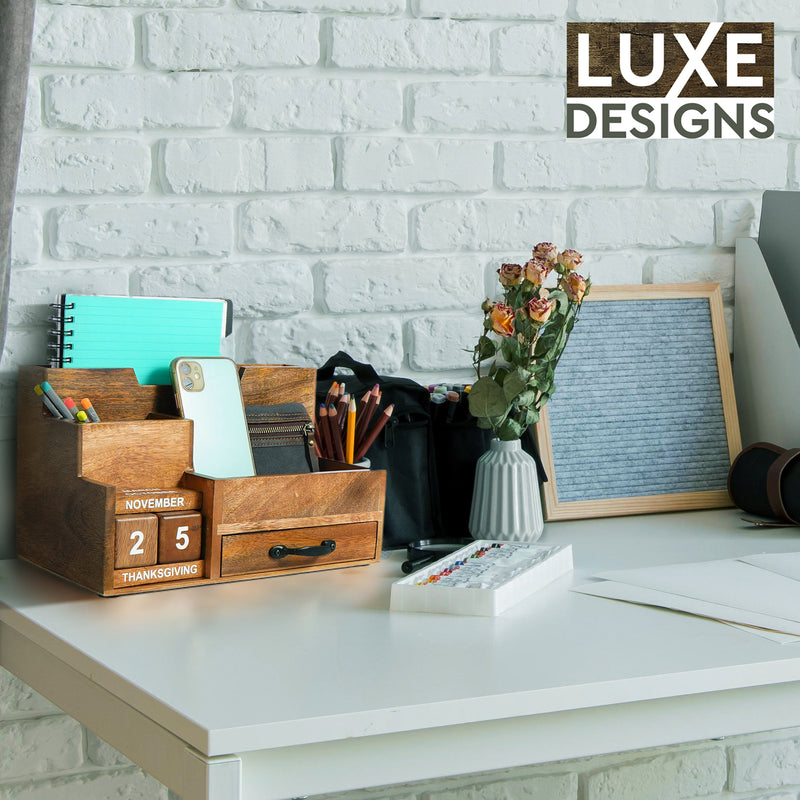 Walnut Wood Desk Organizer – Lavender Luxe Home